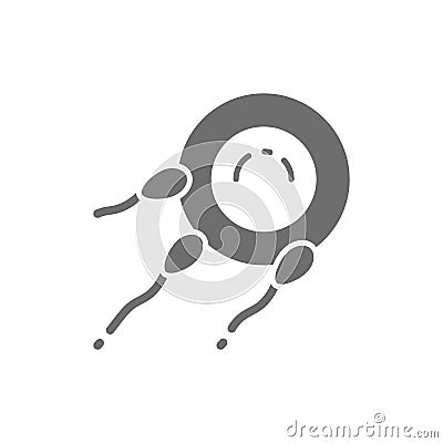 Fertilization of egg with sperm, fertility grey icon. Vector Illustration