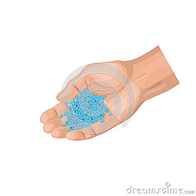 Fertilizer on hand Vector Illustration