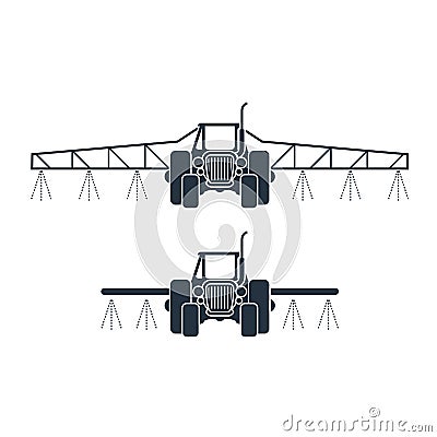 Fertilizer icon - tractor spraying pesticides, agriculture irrigation vehicle Vector Illustration