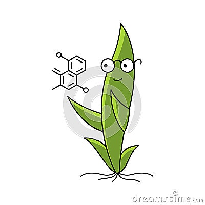 Fertilizers formula. Seedling plant mascot. Scientist character. Green sprout. Plant growing. Agricultural science Vector Illustration