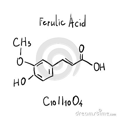 Ferulic Acid Molecule Formula Hand Drawn Imitation Vector Illustration