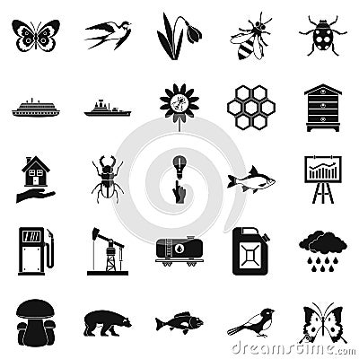 Fervent icons set, simple style Vector Illustration
