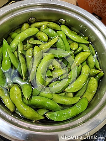 Fesh Green soybeans Stock Photo