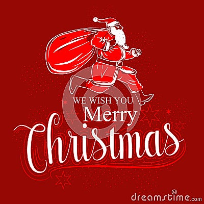 merry Christmas background Santa Claus cartoon Vector Illustration