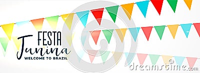 Festa junina banner with colorful garlands Vector Illustration