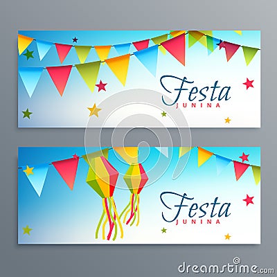 Festa junina brazil festival banners Vector Illustration