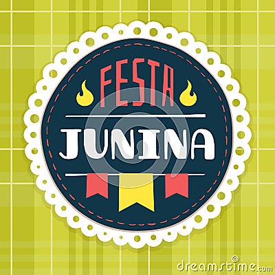 Festa Junina, brazilian june fest badge Vector Illustration