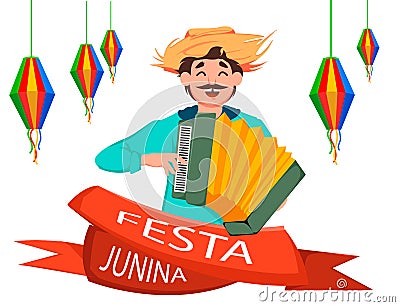 Festa Junina greeting card, poster, banner or invitation. Vector Illustration