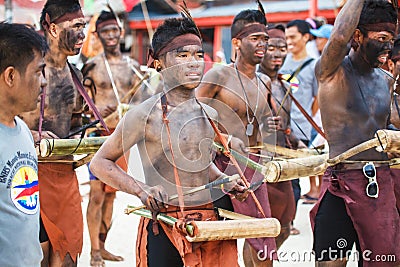 Festival ATI-Atihan on Boracay, Philippines. Is celebrated every Editorial Stock Photo