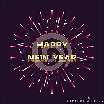 Festival celebration, happy new year, firework night sign decoration, vector design Vector Illustration