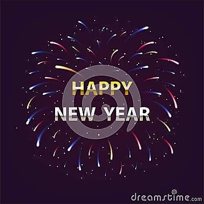 Festival celebration, happy new year, firework night sign decoration, vector design Vector Illustration