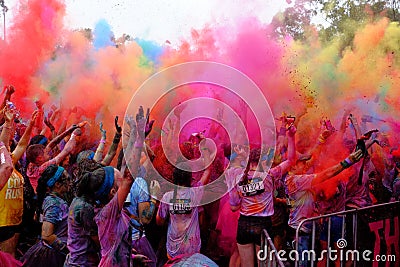 The Colour Run Crowd Editorial Stock Photo