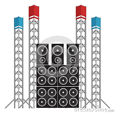 Festival and Concert Speakers plus Light Rigs Vector Illustration