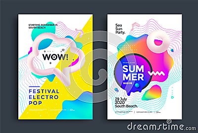 Festival electro pop poster layout. Music fest Vector Illustration