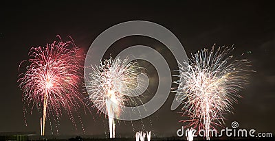 Festival fireworks burst in midair background Stock Photo