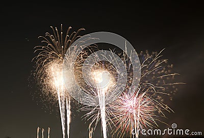 Festival fireworks burst in midair Stock Photo