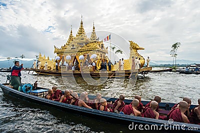 The festival of Phaung Daw Oo Pagoda at Inle Lake of Myanmar. Editorial Stock Photo