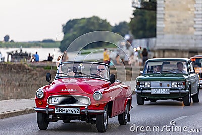 Festival of rear vintage cars. Editorial Stock Photo