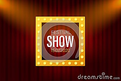 Festival show Poster with Spotlight. Concert, Party, Theater, Cinema. Vector stock illustration Vector Illustration