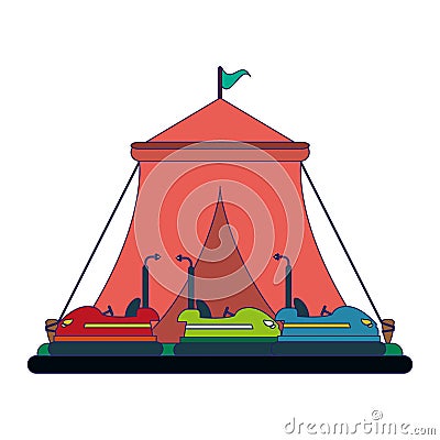 Festival tent and bumpers cars Vector Illustration