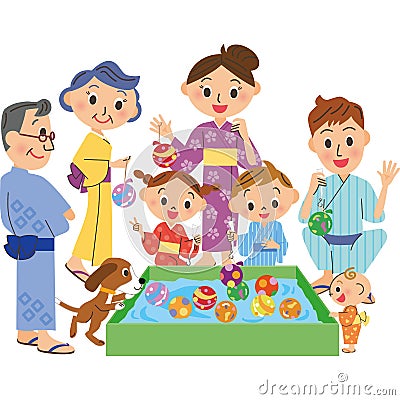 Festival three-generation family Vector Illustration