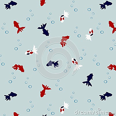 Japanese Cute Goldfish Pattern Vector Illustration