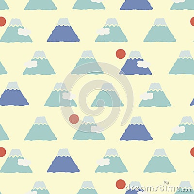 Japanese Cute Fuji Mount Pattern Vector Illustration