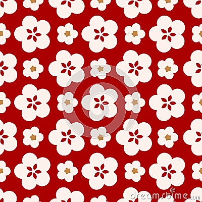 Japanese Cute Big Cherry Blossom Pattern Vector Illustration