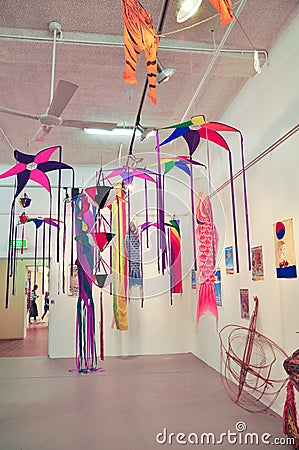 Festival of the winds 2011 displaying a colorful design fancy kite at Bondi Pavilion is an outstanding beach cultural iconic. Editorial Stock Photo