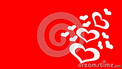 Festive background. A card with a heart. Blank for a wedding invitation. Template for a postcard. Flying hearts. Red background. Stock Photo