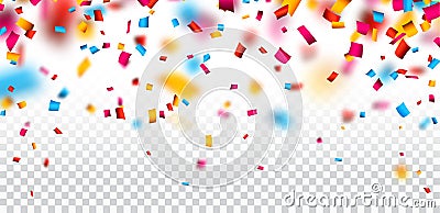 Festive background with colorful confetti. Vector Illustration