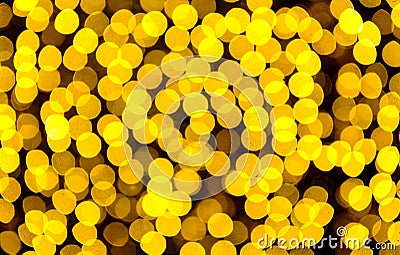 Festive Background With Natural Bokeh And Bright Golden Lights Stock Photo