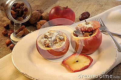 Festive baked apples Stock Photo