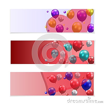 Festive balloons on a background of translucent hearts. Colourful leaflets, booklets, invitations. illustration Vector Illustration