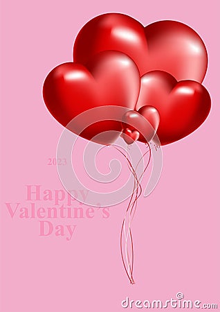 valentine's day poster. Vector illustration. 3d red hearts with place for text. Cute love banners, vouchers or Vector Illustration