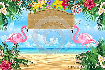 Festive banner in Hawaiian style. Stock Photo