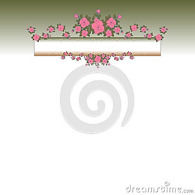 Festive banner illustration of floral branches in a frame with stars, banner for signature and empty space for writing letters Vector Illustration