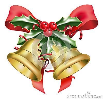 Festive bells and bows Vector Illustration