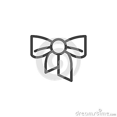 Festive Bowknot icon. Decoration on gift box, element of party outfit, decor in christmas and other holidays symbol Vector Illustration
