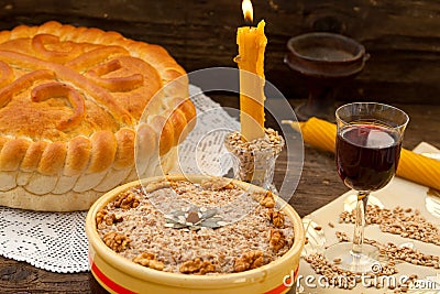 Festive bread with wheat Stock Photo