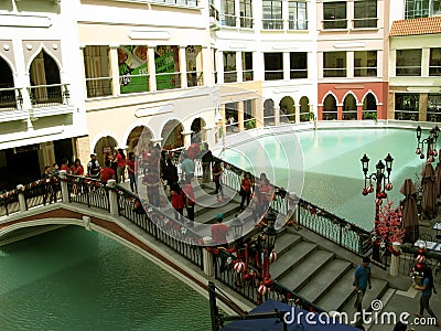 Festive Bridge, Venice Grand Canal Mall, Taguig, Metro Manila, Philippines Editorial Stock Photo