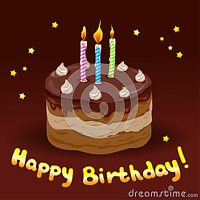 Festive cake with candles Vector Illustration