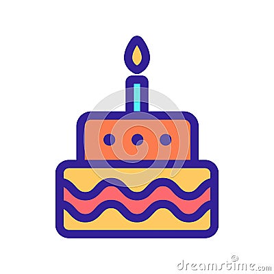 Festive cake icon vector. Isolated contour symbol illustration Vector Illustration