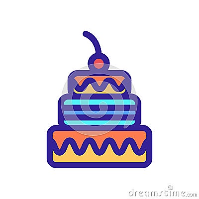 Festive cake icon vector. Isolated contour symbol illustration Vector Illustration