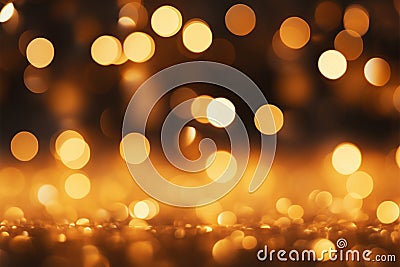 Festive charm abstract golden bokeh lights for Christmas holiday backgrounds Stock Photo