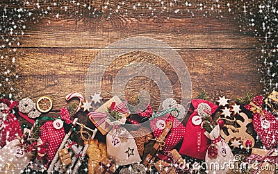 Festive Christmas border with advent calendar Stock Photo