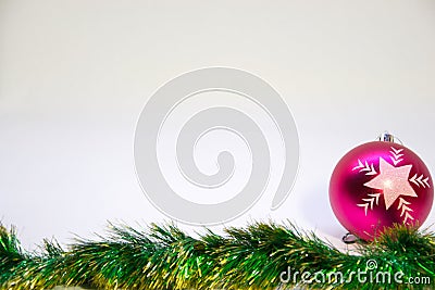 Pink christmas ball, and Christmas decoration on a white background Stock Photo
