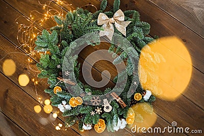 Christmas decorations. Festive wreath. Christmas wreath Stock Photo