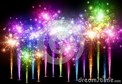 Festive color firework background Vector Illustration