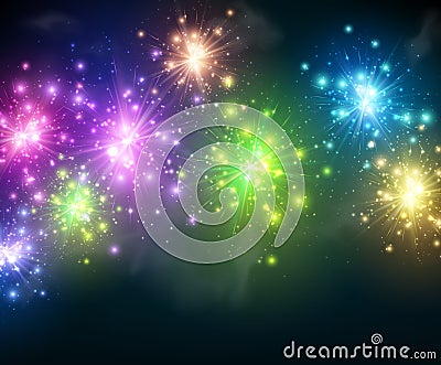 Festive color firework background Vector Illustration